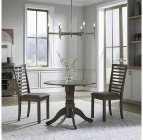 Bayview Sandstone and Gray Upholstered 3 Piece Drop Leaf Dining Set