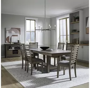 Brook Bay Sandstone and Gray Upholstered 7 Piece Extendable Dining Set