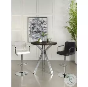 Edgerton Chrome And Dark Oak Round Wood Top Bar Table