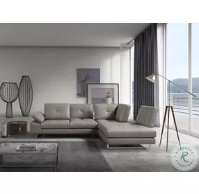 Prive Grey Leather RAF Sectional