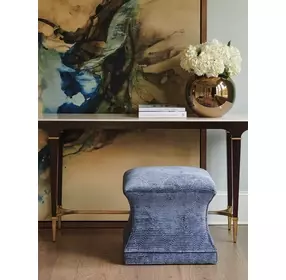 Sutton Carlyle Blue Upholstered Square Ottoman