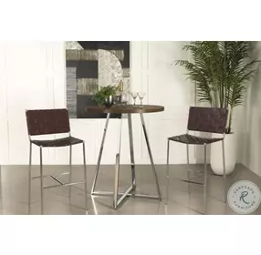 Burkhart Brown And Chrome Sled Base Round Bar Table