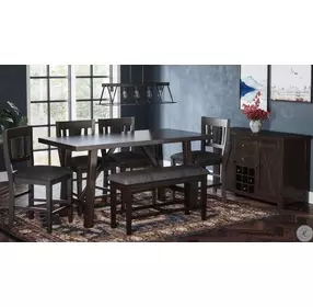 American Rustics Dark Brown Trestle Counter Height Dining Table