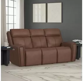 Warren Saddle Leather 87" Zero Gravity Power Reclining Sofa with Power Lumbar and USB Charging
