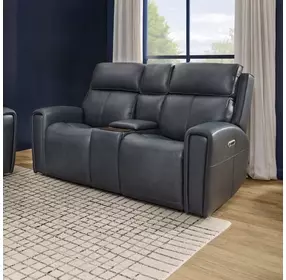 Warren Gray Leather 77" Zero Gravity Power Reclining Loveseat with Console and USB Charging