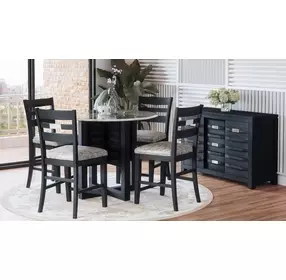 Altamonte Dark Charcoal 48" Round Glass Top Counter Height Dining Table