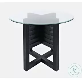 Altamonte Dark Charcoal Round Glass Top Counter Height Dining Room Set
