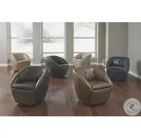 Wade Blue Leather Swivel Chair