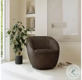 Wade Russet Leather Swivel Chair