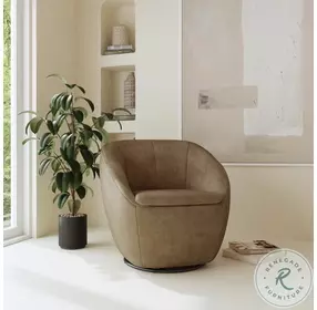 Wade Camel Leather Swivel Chair
