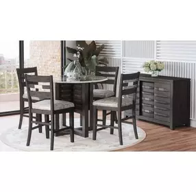 Altamonte Brushed Gray 48" Round Glass Top Counter Height Dining Table