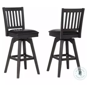Ashford Black 30" Slat Back Swivel Bar Stool Set Of 2