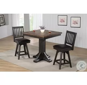 Ashford Black 24" Slat Back Swivel Counter Height Stool Set Of 2