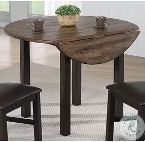 Ashford Black and Rustic Walnut Drop Leaf Extendable Dining Room Set