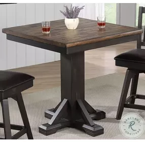 Ashford Black And Rustic Walnut Square Bar Pub Table Set