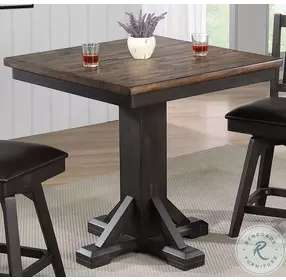 Ashford Black And Rustic Walnut Square Counter Height Pub Table Set