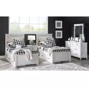 Flatiron Aged White Twin Panel Bed