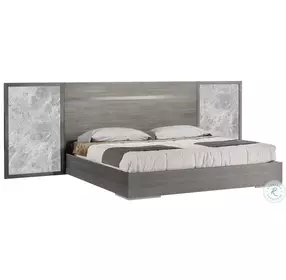 Victoria Anthracite Melamine Gray Marble Platform Bedroom Set