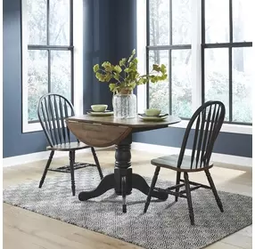 Pine Crossing Black and Antique Honey 3 Piece Drop Leaf Dining Set