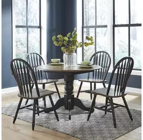 Carolina Crossing Black and Antique Honey 5 Piece Drop Leaf Dining Set