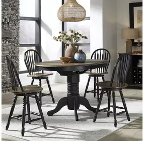 Carolina Crossing Black and Antique Honey 5 Piece Extendable Gathering Dining Set