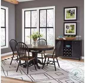 Carolina Crossing Antique Honey And Black Drop Leaf Extendable Oval Pedestal Dining Table