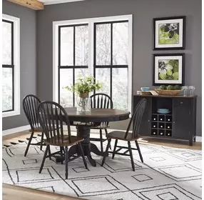 Pine Crossing Black and Antique Honey 5 Piece Extendable Dining Set