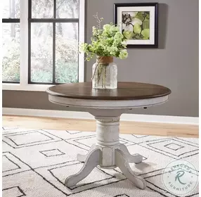 Savannah Crossing Antique Honey And White Oval Extendable Pedestal Dining Room Set