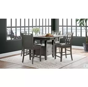 Manchester Grey Adjustable Height Extendable Square Storage Dining Table
