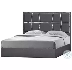 Degas Charcoal Upholstered Platform Bedroom Set with Gray Casegood