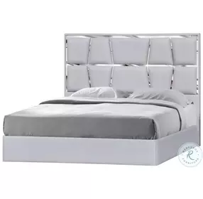 Degas Silver Grey Upholstered Platform Bedroom Set with Gray Casegood