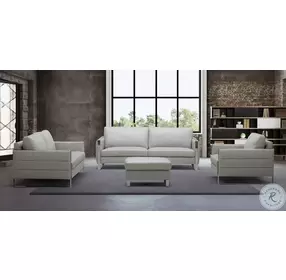 Constantin Light Grey Leather Loveseat