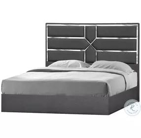Da Vinci Charcoal Upholstered Platform Bedroom Set