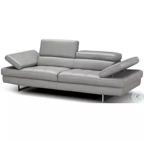 Aurora Grey Italian Leather Living Room Set