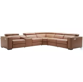 Picasso Caramel Top Grain Leather Power Reclining Sectional