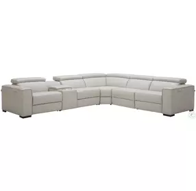 Picasso Silver Grey Top Grain Leather Power Reclining Sectional