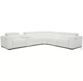 Picasso White Top Grain Leather Power Reclining Sectional
