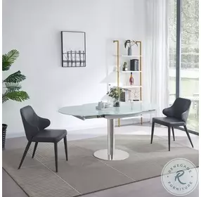Pub White And Stainless Steel Extendable Dining Table