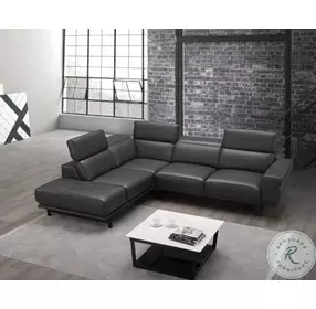 Davenport Slate Grey Top Grain Leather LAF Sectional