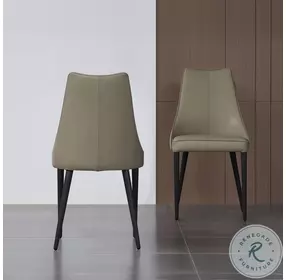 Milano Light Grey Italian Leather Dining Chair Set of 2