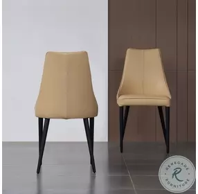 Milano Tan Italian Leather Dining Chair Set of 2