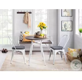 Clara Vintage White Metal And Espresso Bamboo Round Dinette Table