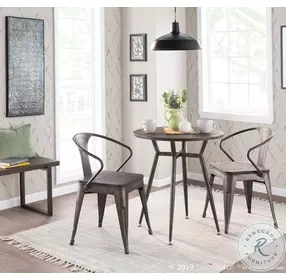 Clara Antique Metal And Espresso Bamboo Round Dinette Table