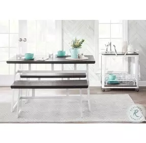 Geo Vintage White Metal And Espresso Wood Dining Table