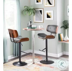 Lombardi Walnut And Gray Adjustable Bar Stool