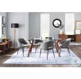 Folia Walnut Wood And Clear Glass Dining Table