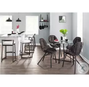 Wired Black Metal With Espresso Faux Leather Cushions Dining Chair Set Of 2