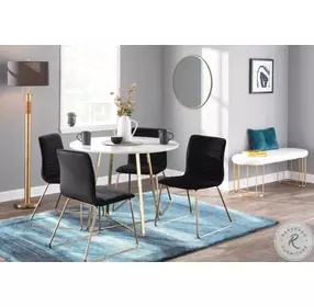 Cosmo Gold Metal And White Marble Top Dining Table