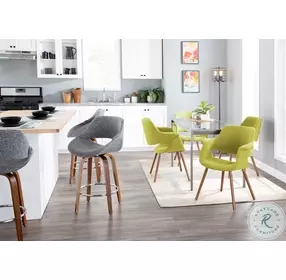 Fabrico Walnut And Grey Fabric Swivel Counter Height Stool Set Of 2