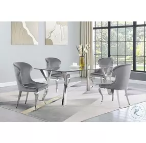 Alaia Clear And Chrome Rectangular Dining Table